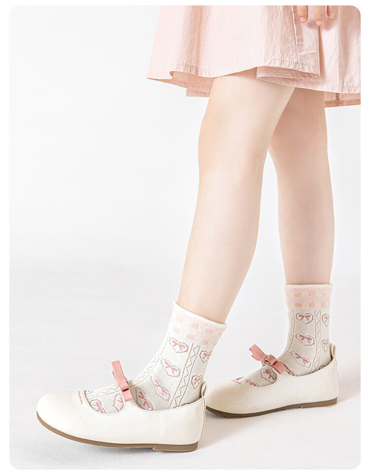 Deesha Princess Pink Summer Mesh Breathable Lightweight Girls Socks A-Class Xinjiang Long-Staple Cotton for Older Girls 12