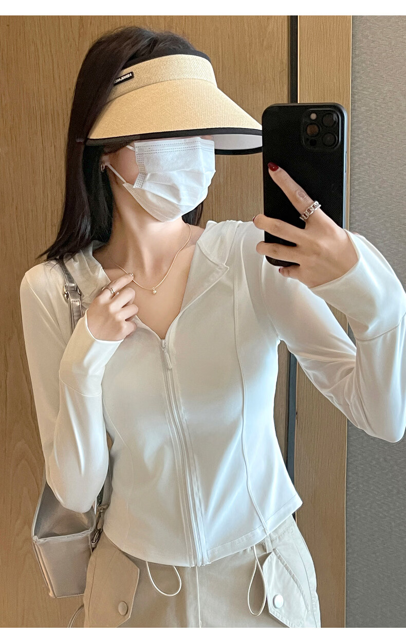 Langsha Women's Ice Silk Sunscreen Jacket Summer Thin Outdoor UV Protection Slim Fit Short Cardigan Coat 12