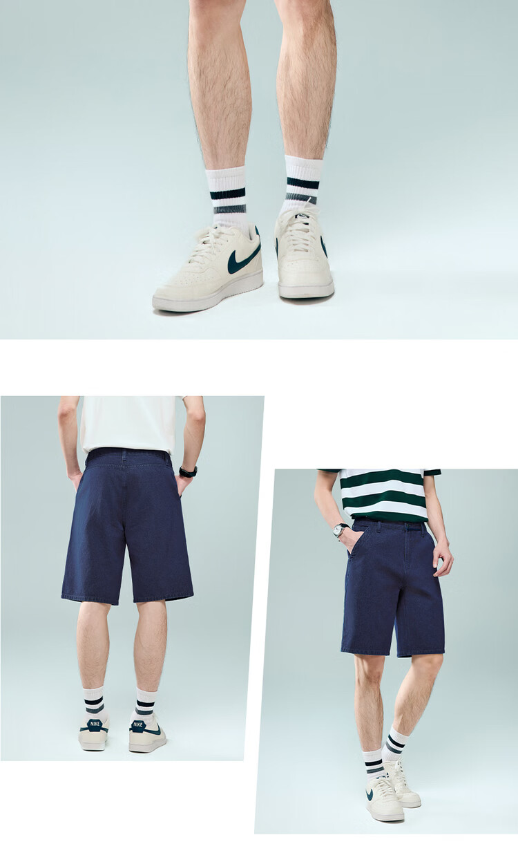 Giordano Men's Summer New Pure Cotton Straight Leg Denim Pants Mid Waist Washed Denim Shorts 13106313 19