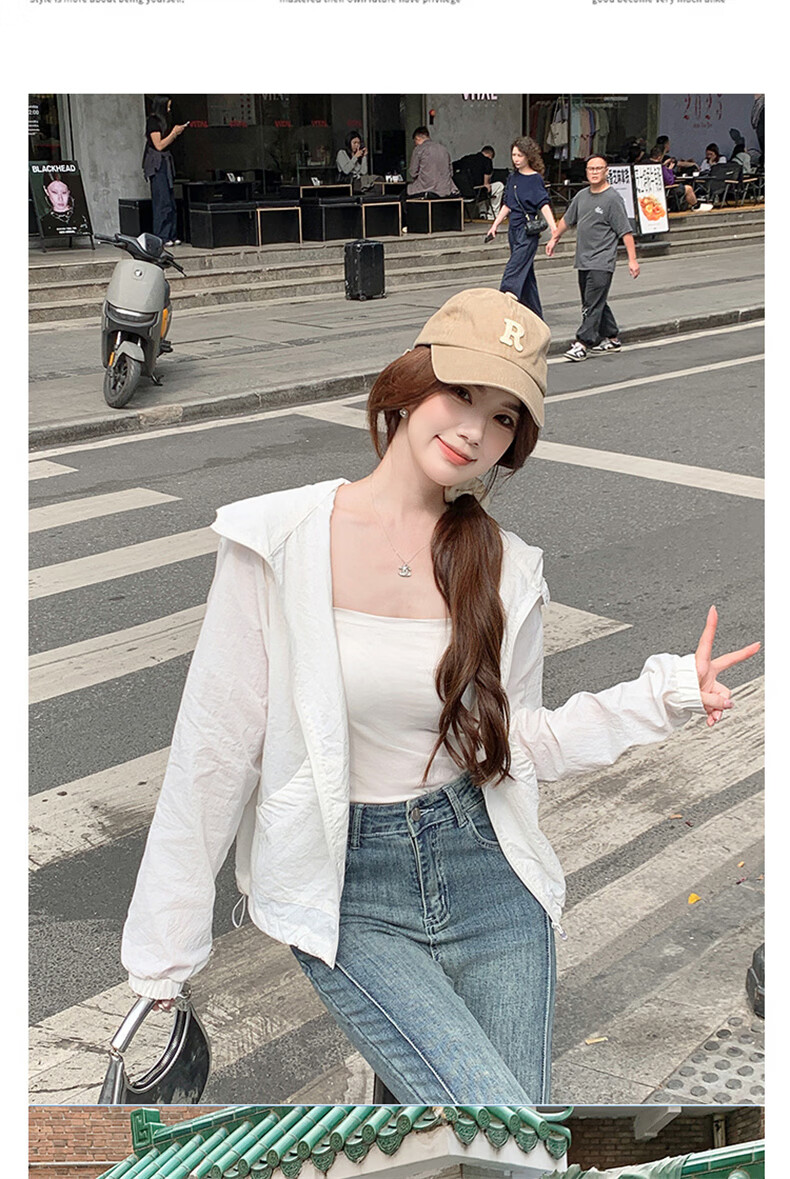 Langsha Women's Hooded Woven Sun Protection Jacket Summer Lightweight Outdoor Sports UV Protection Quick-Dry Loose Coat 17