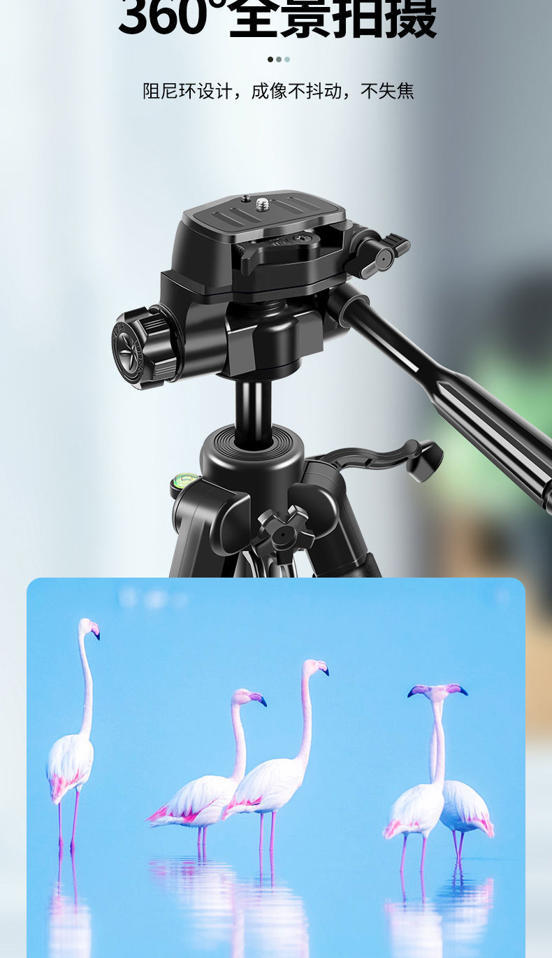 云腾通用手机支架直播三脚架落地拍照视频拍摄自拍三角架子带补光灯