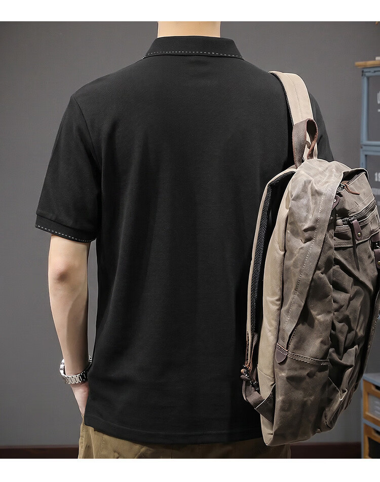 TonLion Summer Men's Short Sleeve Polo Shirt 2026 New Lapel Unique Design Black Casual Minimalist Business Style 14