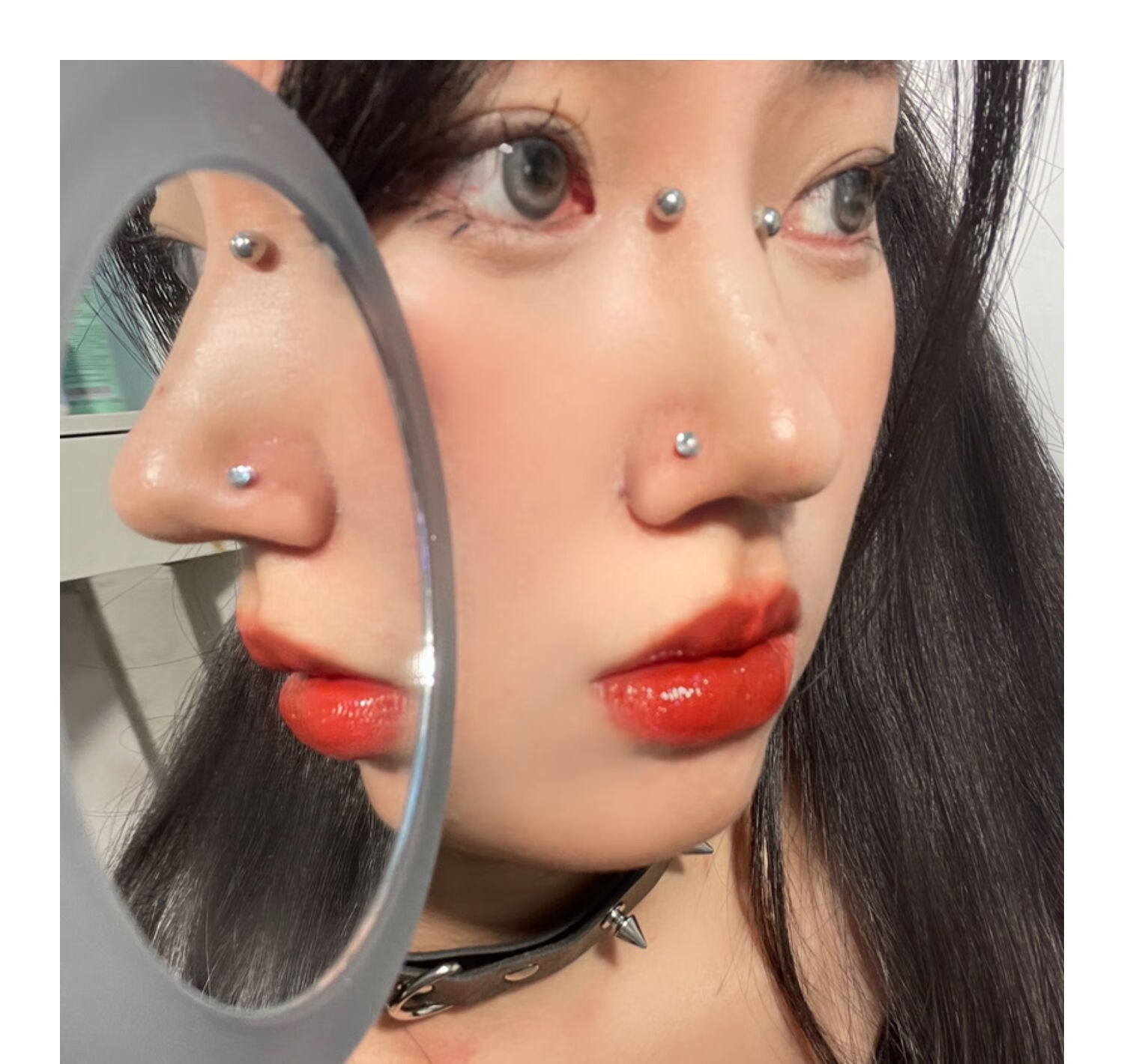 磁吸鼻钉假贴磁铁免打孔洞闪隐形鼻环个性创意小众饰品假贴 铜白五星