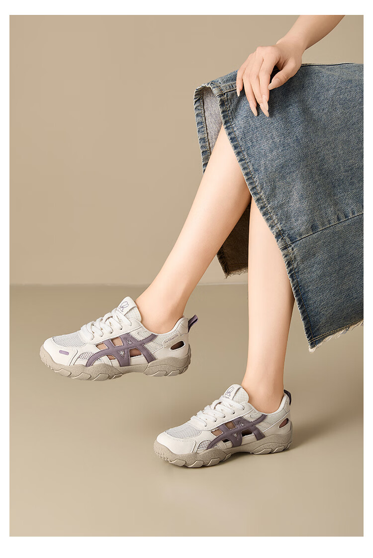 La Chapelle Women's Single-Layer Mesh Breathable Training Shoes Summer New Thick Sole Slim Comfortable Non-Stuffy Purple Size 36 14