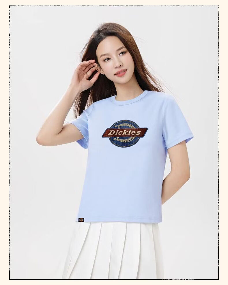 Dickies Dikus Antibacterial Short Sleeve T-Shirt Women 2026 New Summer American Classic Shoulder Top C Navy Blue L 6