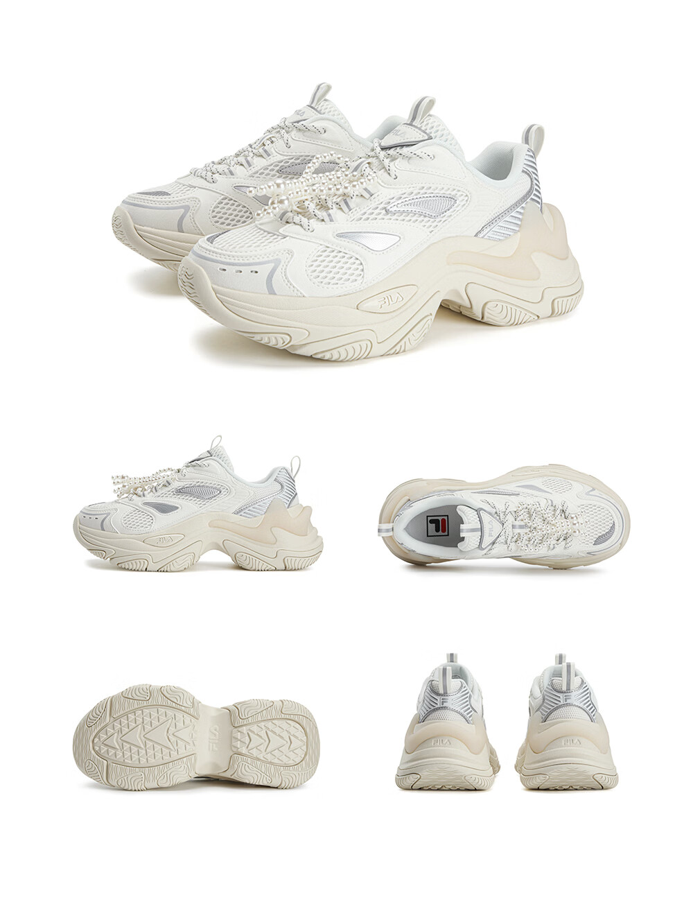 FILA Official Fishbone 3+ Dad Shoes Women's Casual Shoes 2026 Summer New Height Increasing Sports Shoes 15