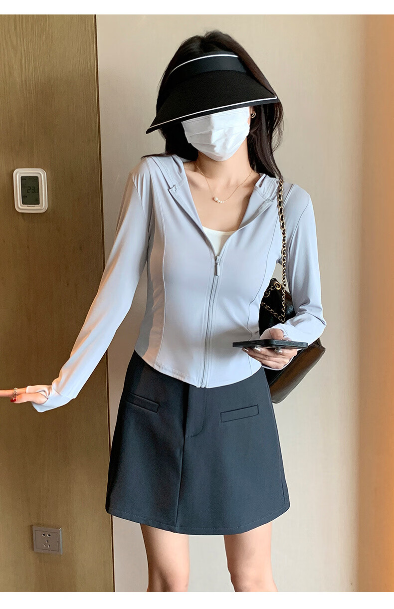 Langsha Women's Ice Silk Sunscreen Jacket Summer Thin Outdoor UV Protection Slim Fit Short Cardigan Coat 17