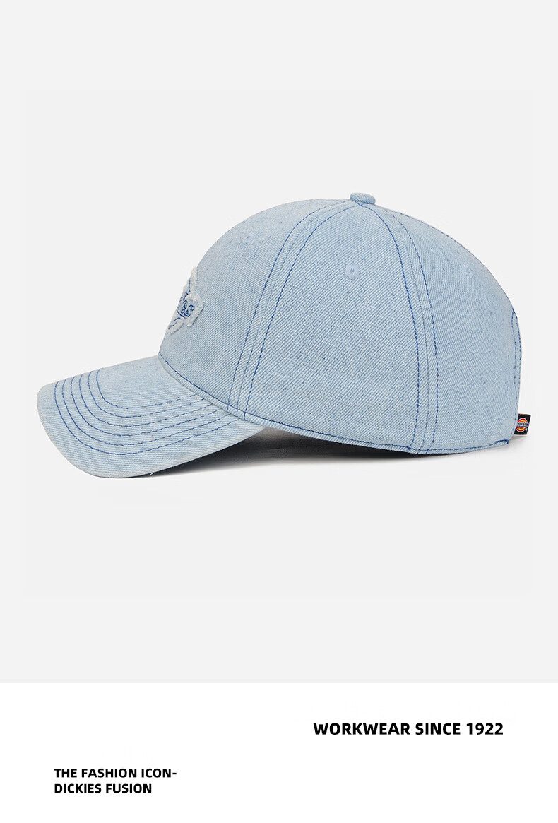 Dickies Distressed Vintage Baseball Cap Unisex Couple Sun Protection Deep Fit Duckbill Hat Light Blue 18