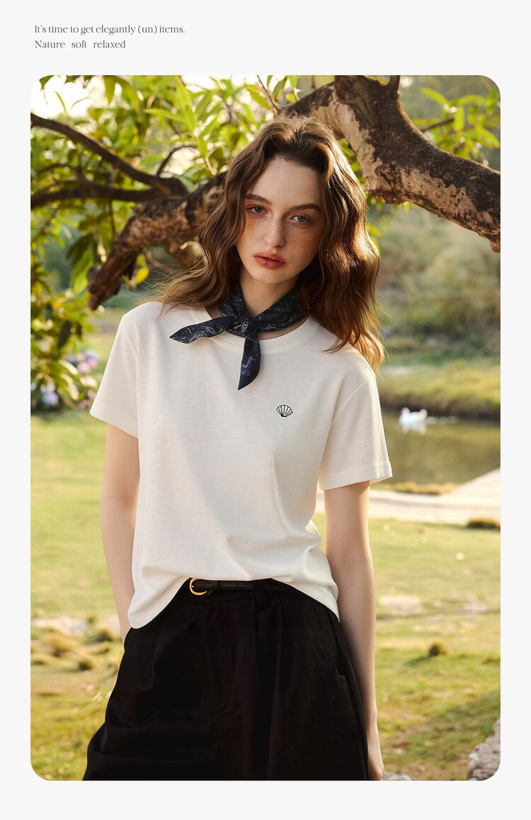 Olrain Simple Casual Embroidered Short Sleeve T-Shirt Women Summer New Loose Versatile Slim Top Yellow XL 13