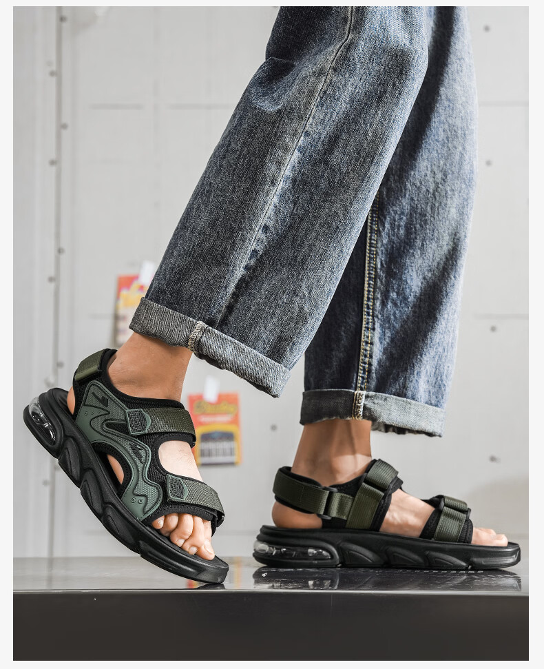 Warrior Official Flagship Store Men's Breathable Casual Shoes Men's Beach Sandals Black Size 39 4