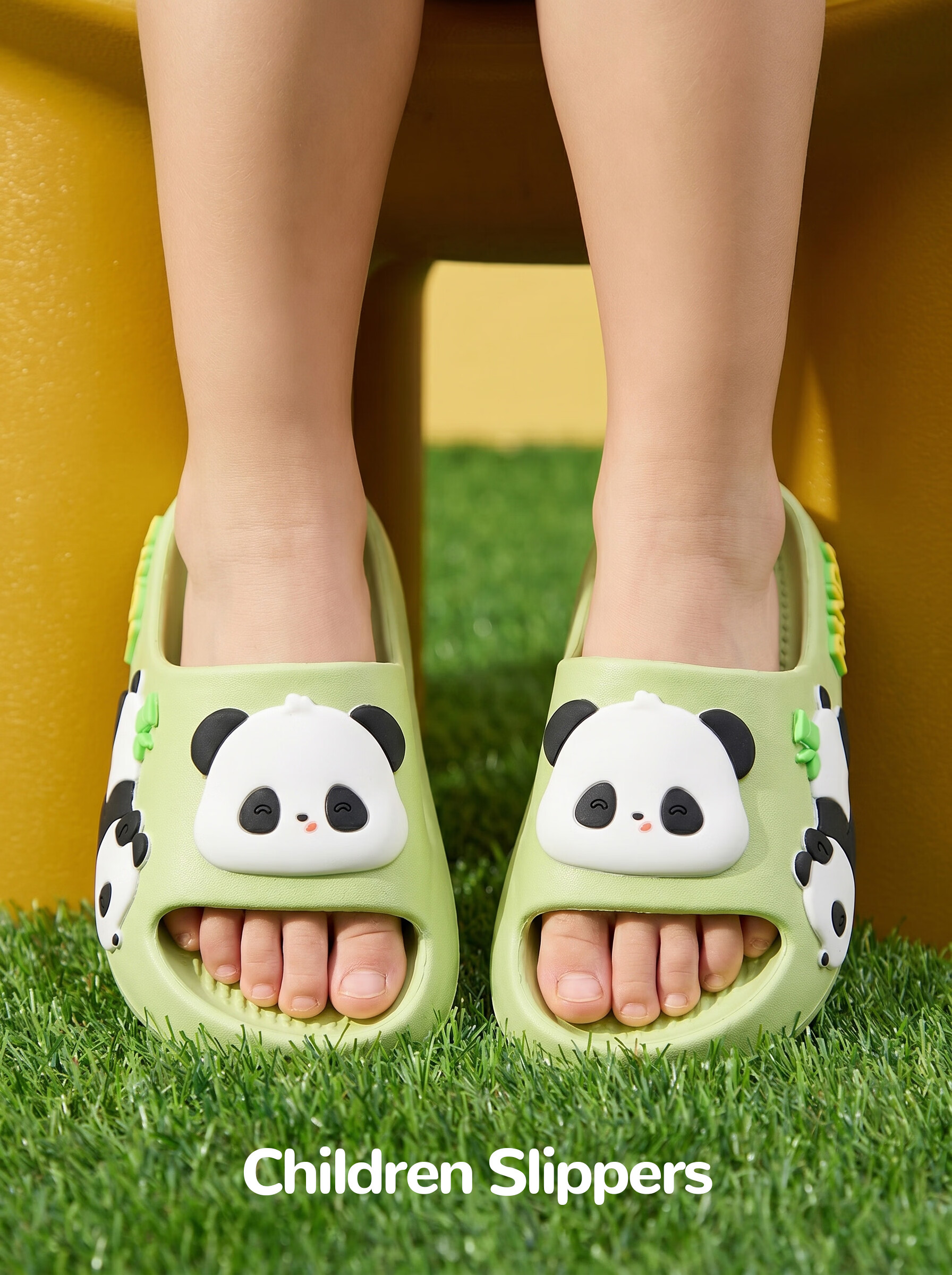 TUDOUWU Kids Slippers for Children, Indoor and Outdoor Non-Slip Soft Sole Sandals, Panda Design Size 210 16
