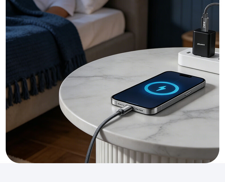 Hisense Type-C Data Cable 100W Super Fast Charging 6A Compatible with Apple iPhone Huawei Honor Xiaomi Android Phones Tablets Car Charger Moonlight White 1.2m 12