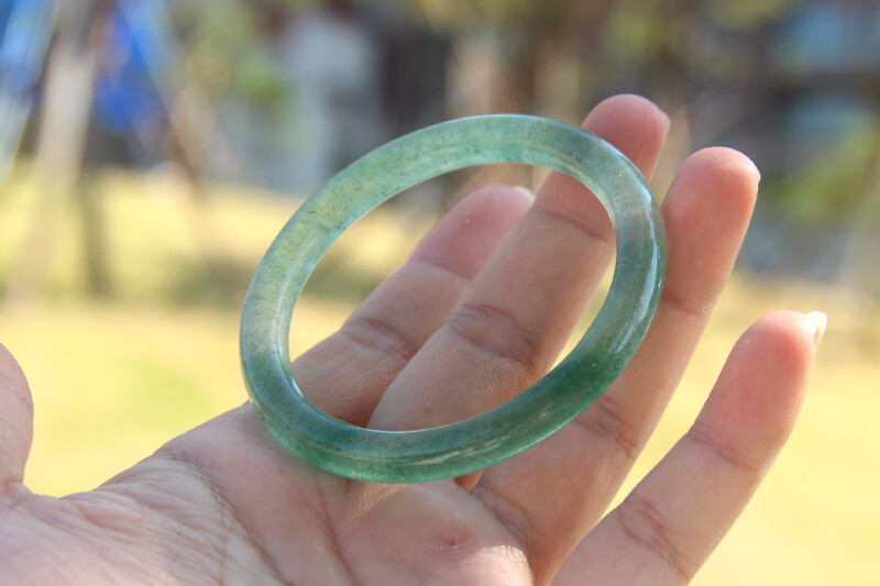 拾吟 天然绿草莓晶手镯 冰种草莓晶水晶青翠绿细圆条镯子 9号- 圈口52