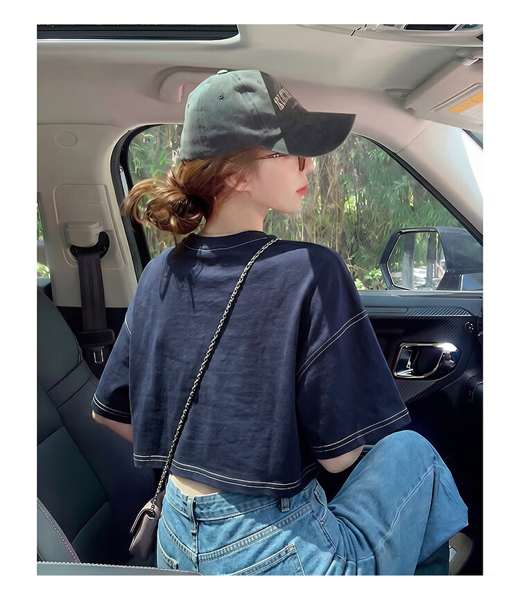 TonLion 2026 Summer Women's Patterned Mid-Short Sleeve Cropped Casual Versatile High-End Fashion Youthful T-Shirt 6