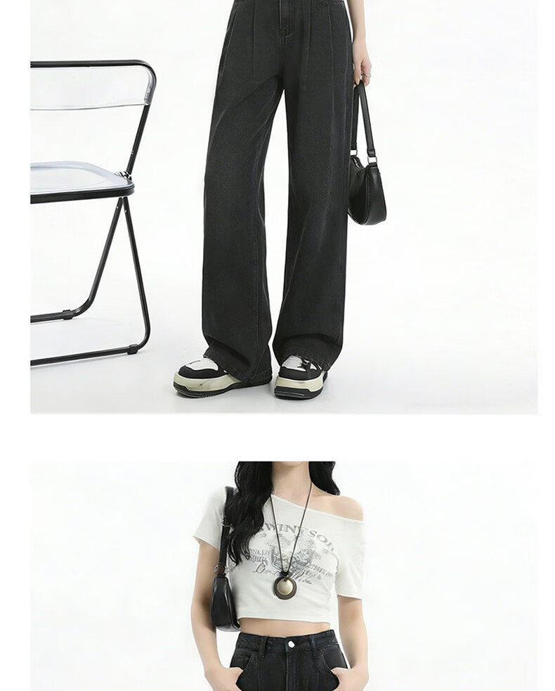 Langsha Tencel Soft Denim Wide-Leg Pants for Women 2026 Summer New Loose High-Waist Slim Straight Ice Silk Casual Long Pants 19