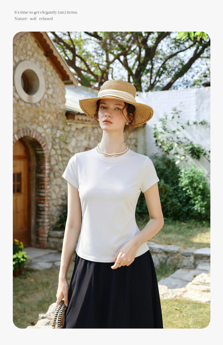 Olrain Eurielle New Summer Slim Fit Waist Round Neck Casual Cotton Knit Short Sleeve T-Shirt for Women Gray M 7
