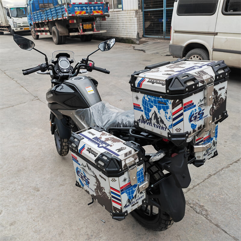 豪爵dl150三箱铝合金三箱hj150-17a改装边箱旅行箱尾箱支架 银色三箱