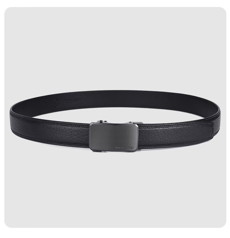 BOSSSUNWEN Men's Leather Belt Sea Lion Genuine Leather Automatic Buckle Luxury Birthday Gift for Boyfriend Husband Father Anniversary 9