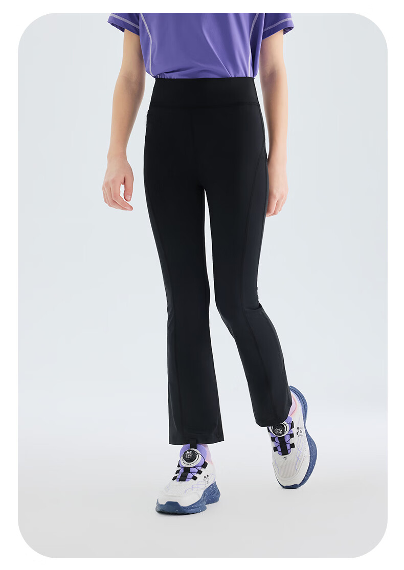 Babu Bean [Cooling Sun Protection] Yoga Pants for Girls, Slight Flare, High Elasticity, High Waist, Summer, Black, Size 150 14