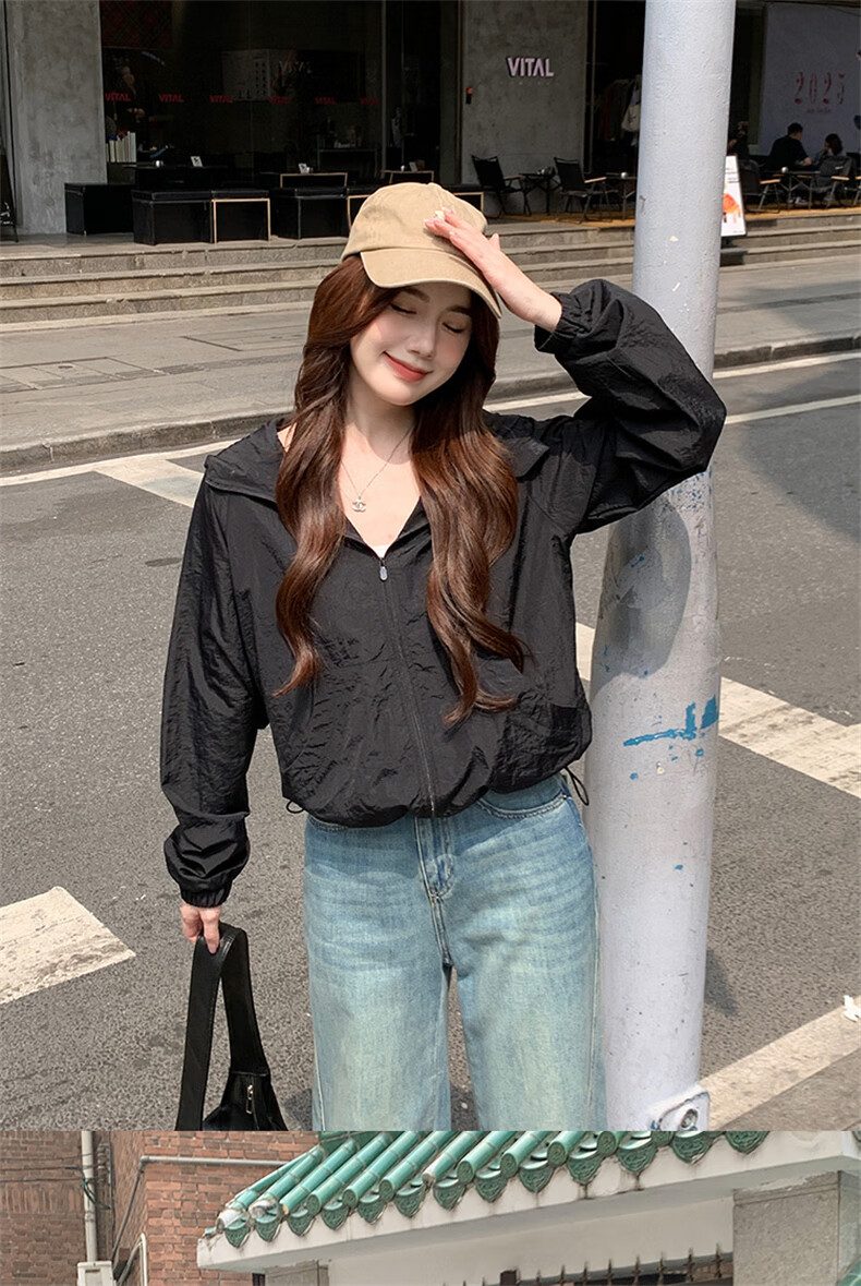 Langsha Women's Hooded Woven Sun Protection Jacket Summer Lightweight Outdoor Sports UV Protection Quick-Dry Loose Coat 20