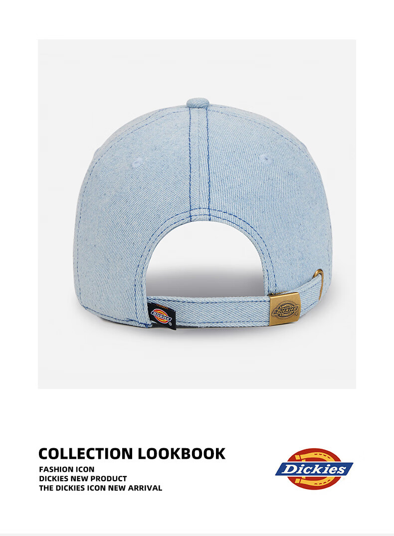 Dickies Distressed Vintage Baseball Cap Unisex Couple Sun Protection Deep Fit Duckbill Hat Light Blue 19