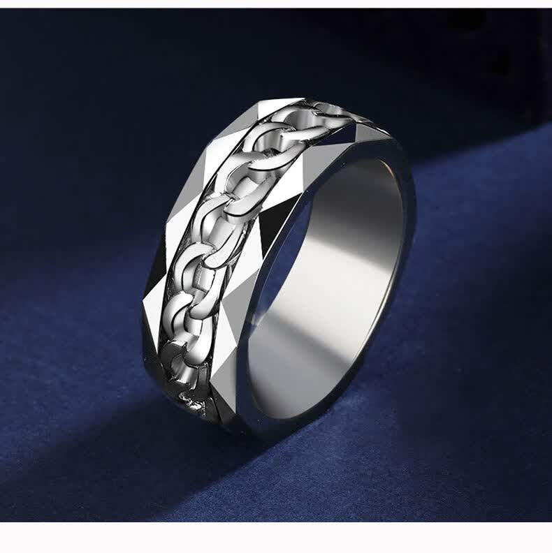 豪至尊不凡925银戒指男潮流时尚单身指环男生素圈戒指食指尾戒子转运