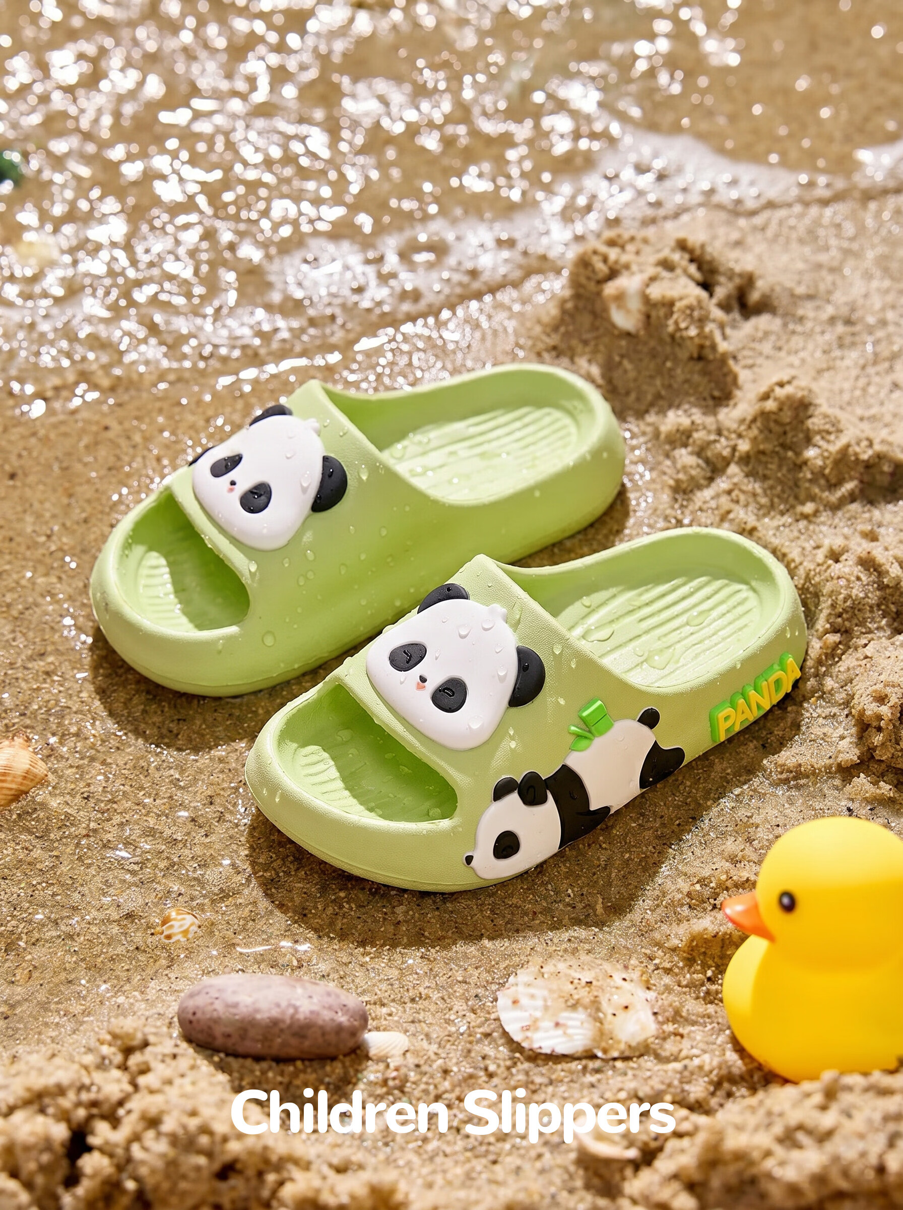TUDOUWU Kids Slippers for Children, Indoor and Outdoor Non-Slip Soft Sole Sandals, Panda Design Size 210 15