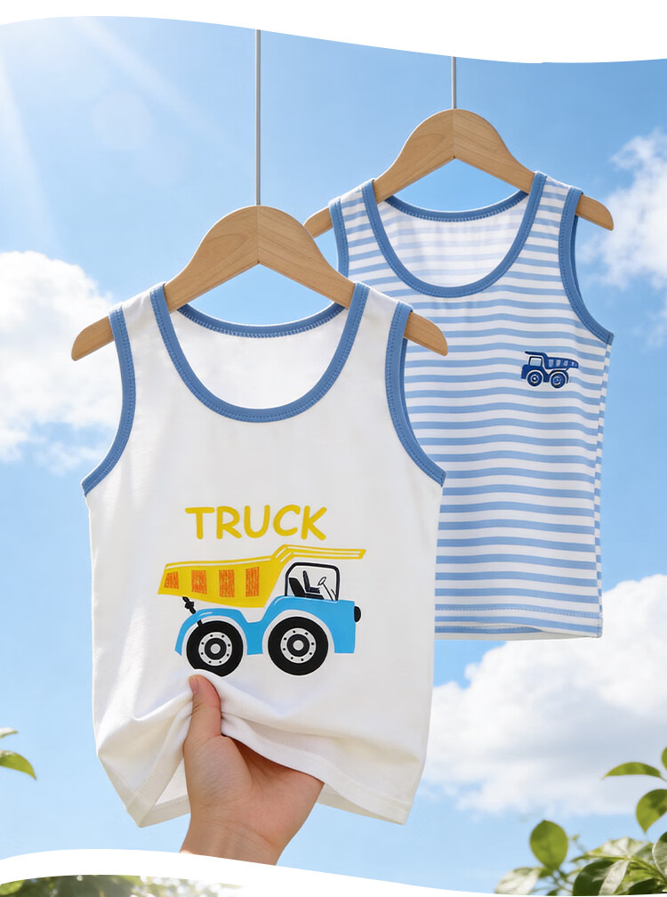 Hodo Kids Cotton Summer Vest Thin Boys Baby Toddler Innerwear Pajamas Homewear 15