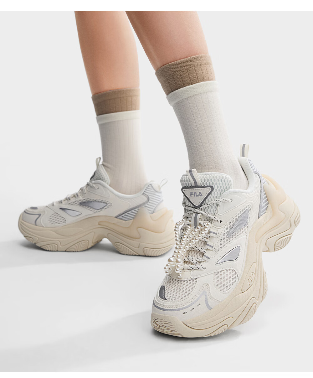 FILA Official Fishbone 3+ Dad Shoes Women's Casual Shoes 2026 Summer New Height Increasing Sports Shoes 7
