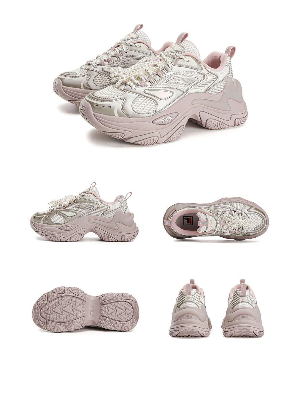 FILA Official Fishbone 3+ Dad Shoes Women's Casual Shoes 2026 Summer New Height Increasing Sports Shoes 16