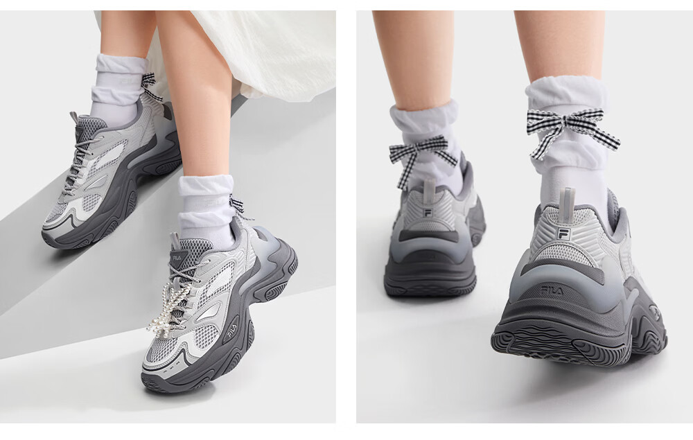 FILA Official Fishbone 3+ Dad Shoes Women's Casual Shoes 2026 Summer New Height Increasing Sports Shoes 6