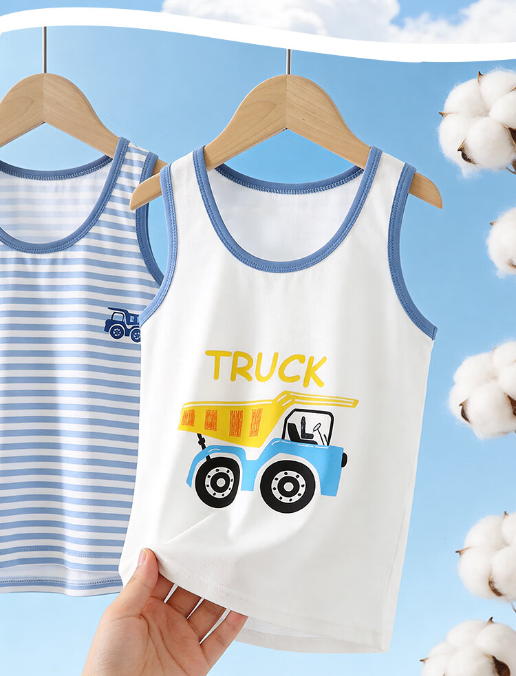 Hodo Kids Cotton Summer Vest Thin Boys Baby Toddler Innerwear Pajamas Homewear 17