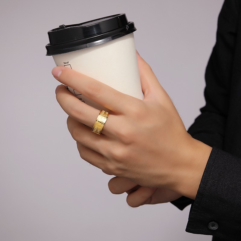 潮宏基 多福 黄金戒指男士指环足金戒指男戒福字戒活口戒子手饰金饰