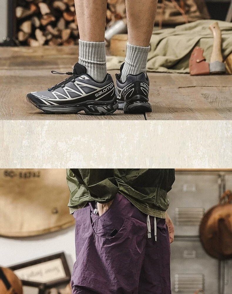 ROMON Men's Outdoor Functional Waterproof Quick-Dry Cargo Shorts Summer Cool Trendy Fake Two-Piece Mountain Casual Knee-Length Pants 21