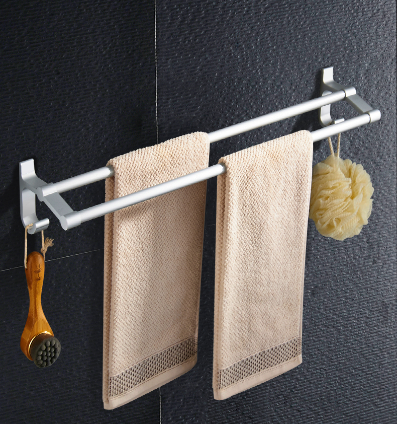 免打孔毛巾架卫生间浴巾架吸盘式挂钩浴室挂架单杆毛巾杆厕所置物双杆