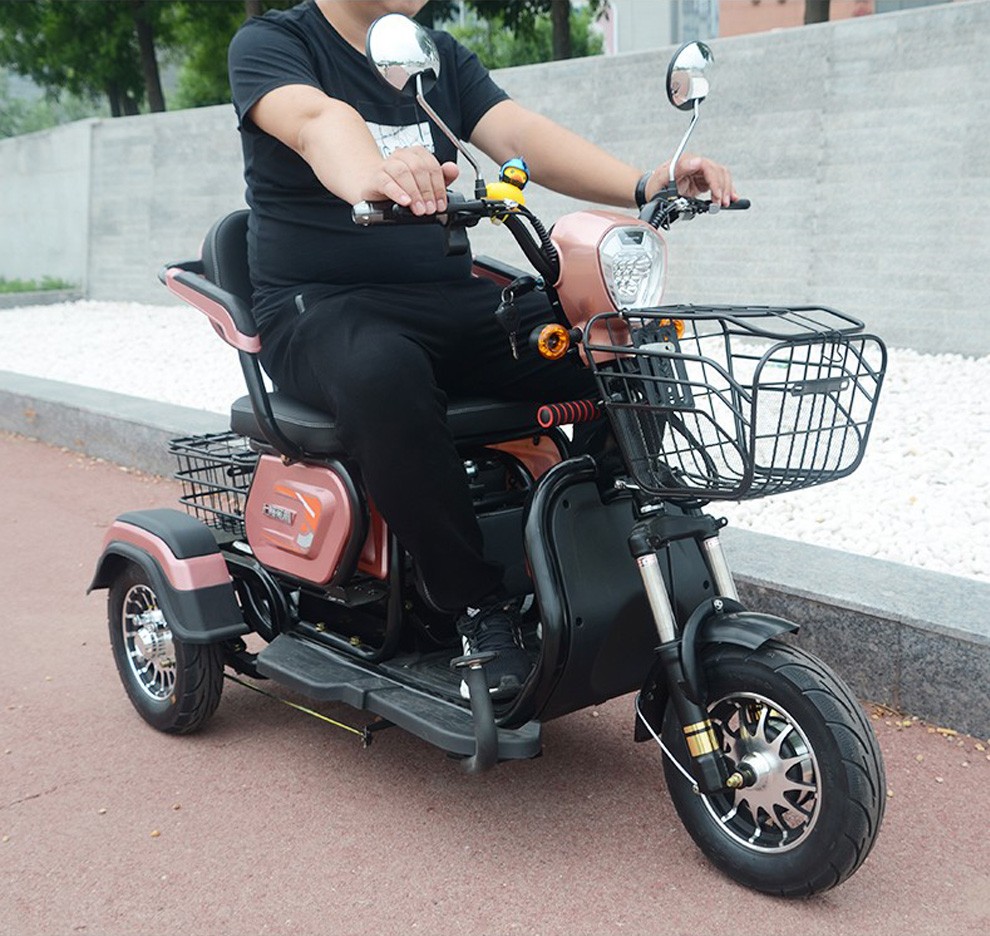 鳳凰電動三輪車家用小型接送孩子新款電瓶車電三輪三人代步車鳳凰白色