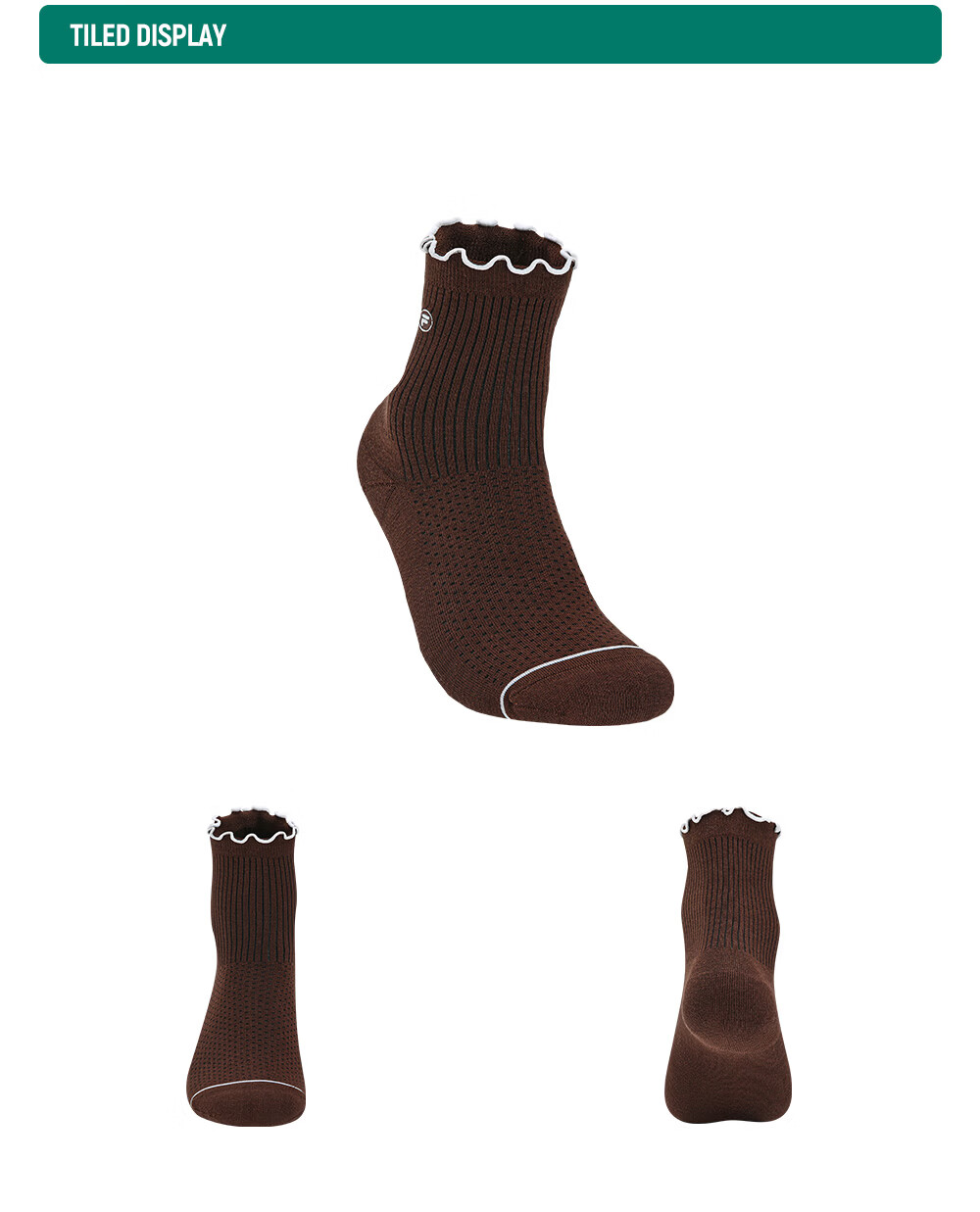 FILA Official Women's New Mid-Waist Golf Sports Socks Wave Pattern Comfortable Simple Mid-Calf Socks 5
