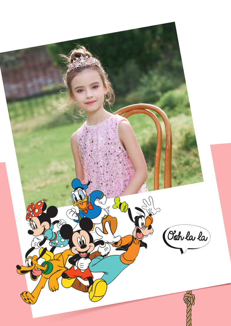 Disney Girls' Dress Children's Princess Tulle Dress Birthday Party Dress 2026 Summer New Girls' Sleeveless Dress 11