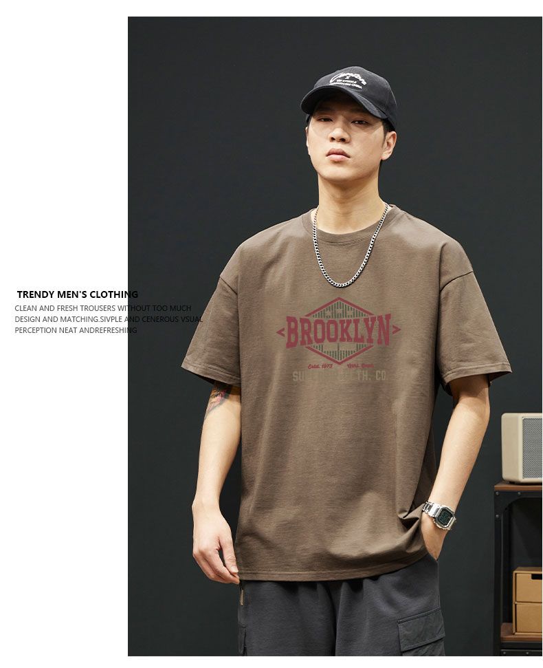 Jeanswest Men's 230g Pure Cotton Short Sleeve T-Shirt Summer New American Style Loose Fit INS Trendy Hong Kong Style Base Shirt 21