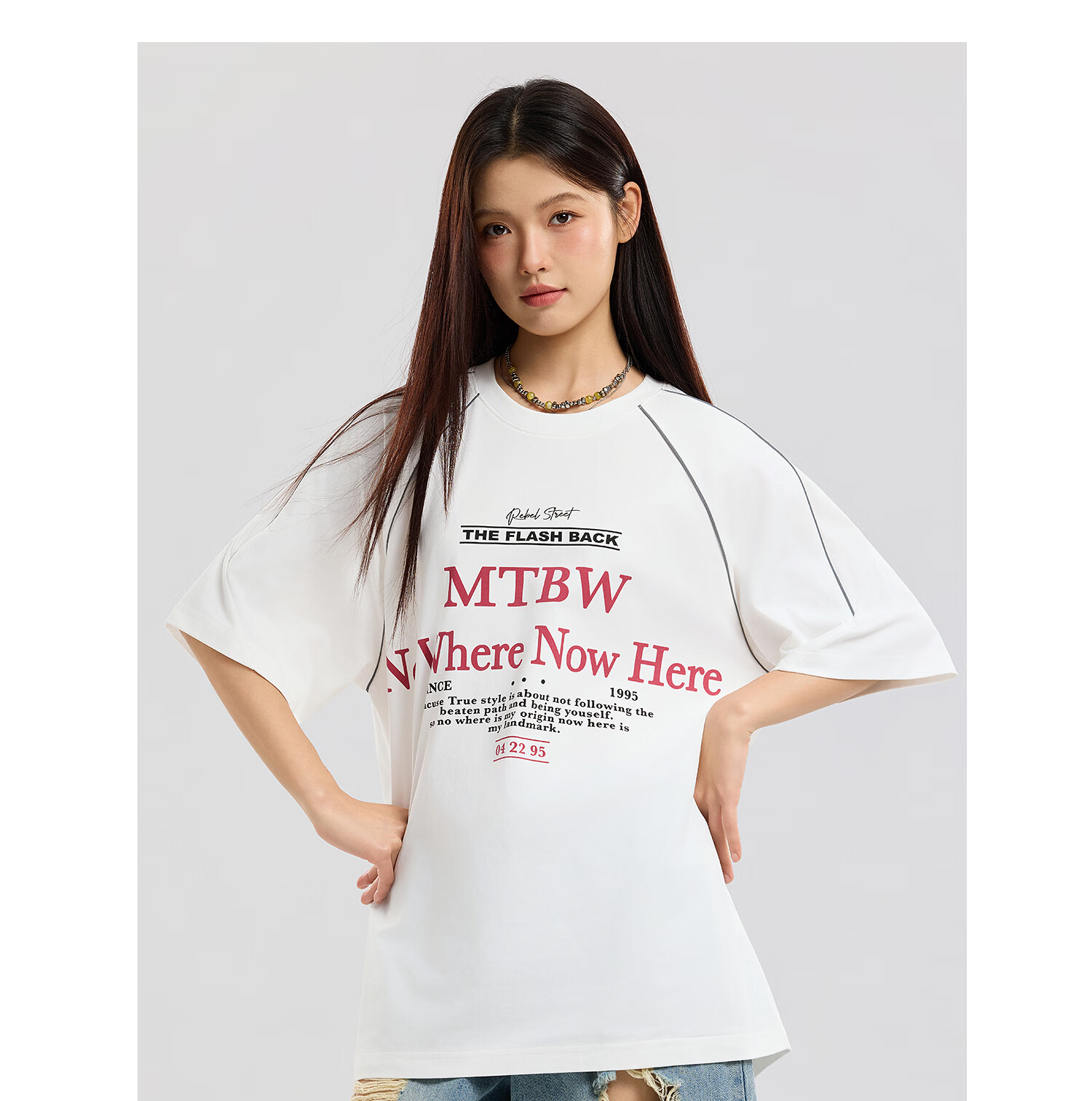 Metersbonwe Unisex Short Sleeve T-Shirt 2026 Spring Summer New Trendy Loose Fit Letter Print Crew Neck Top 25