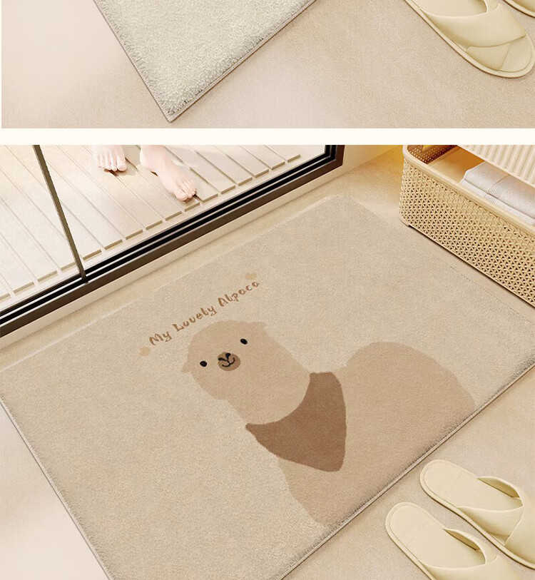 Bodisi Plush Bathroom Door Mat Non-Slip Toilet Floor Mat Washbasin Entrance Rug 60*40CM 16