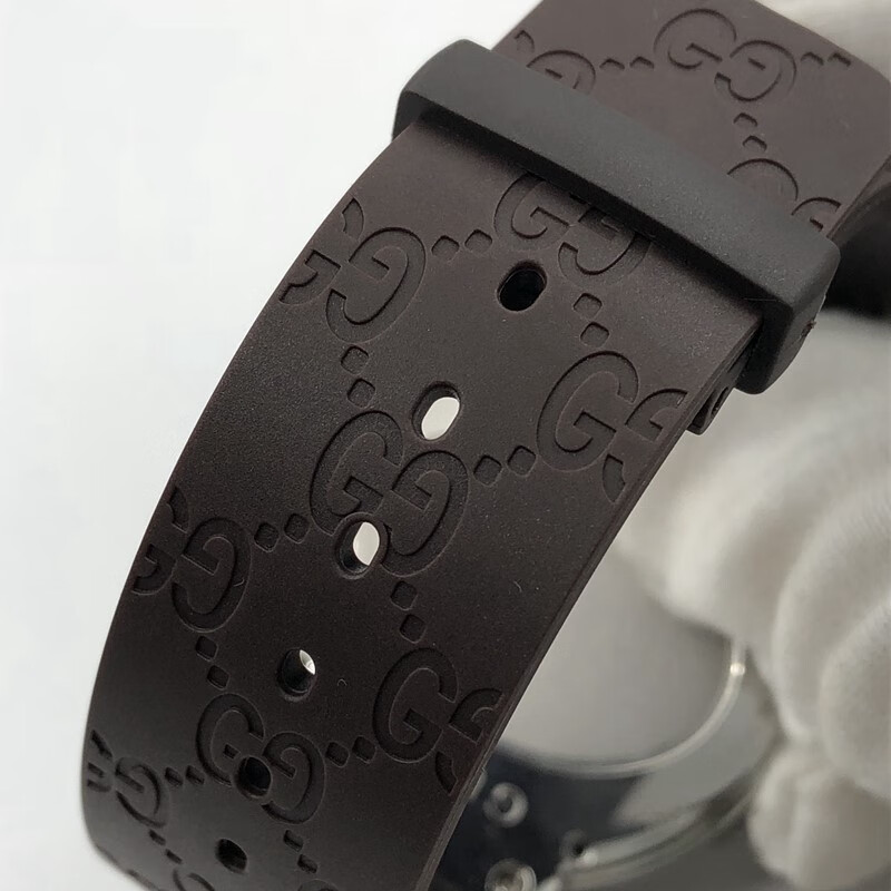 古驰gucci手表带蝴蝶按扣ya114橡胶表带古奇男女款23mm/ 26mm 橡胶圈
