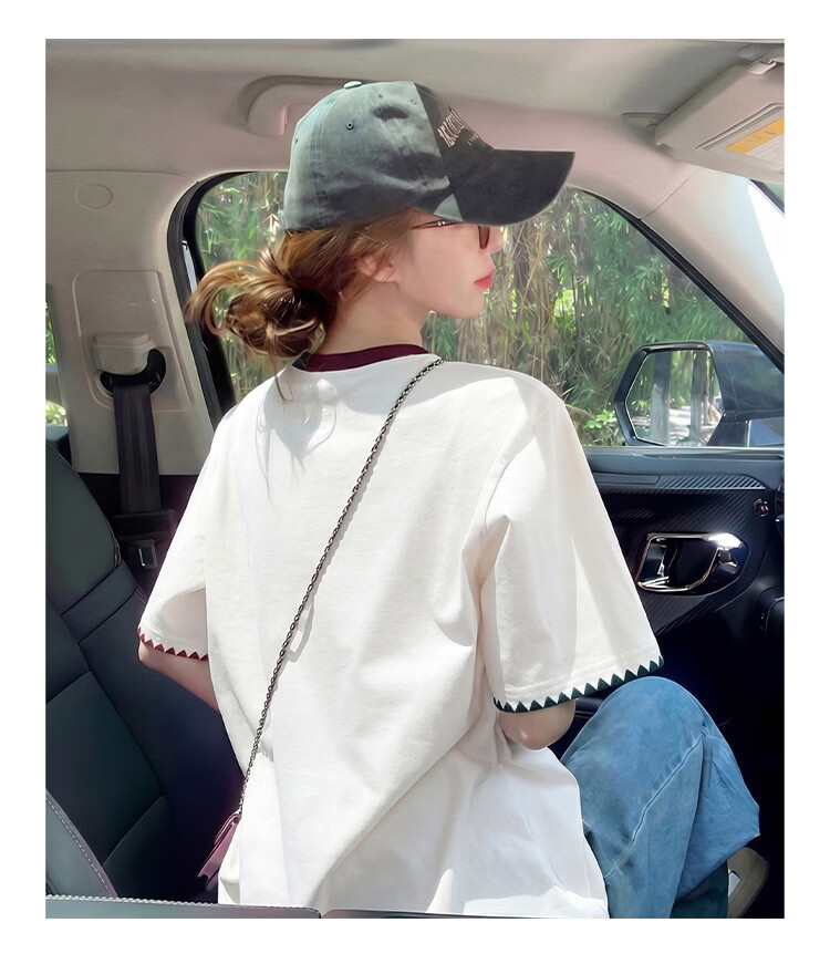 TonLion 2026 Summer Women's Short Sleeve T-Shirt Pure Cotton Youthful Fashionable White Versatile Early Spring Top 5