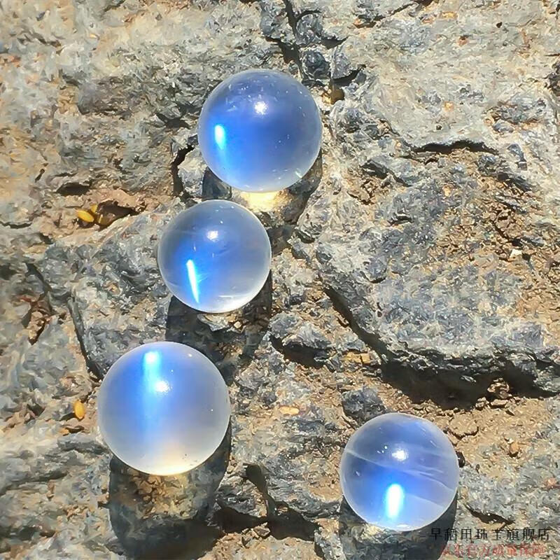 早稻田 7a天然冰种月光石散珠斯里兰卡白蓝月光石高光单珠手串配珠隔