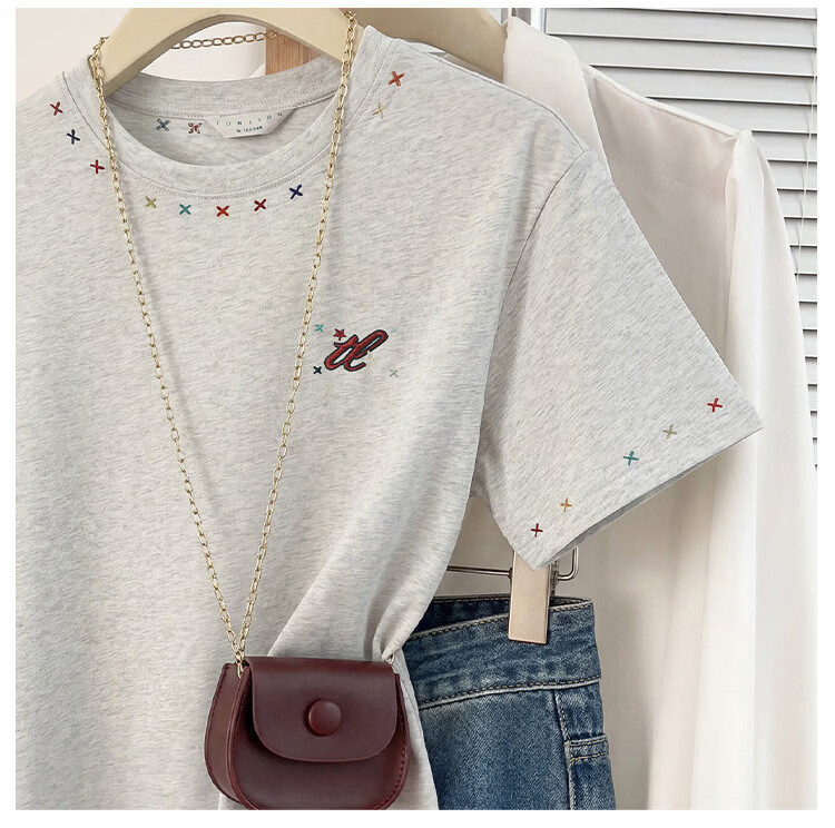TonLion 2026 Summer New Women's Short Sleeve T-Shirt Unique Stylish Loose Fit Petite Korean Chic Early Spring Top 6
