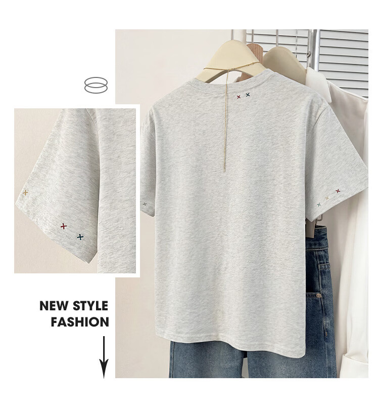 TonLion 2026 Summer New Women's Short Sleeve T-Shirt Unique Stylish Loose Fit Petite Korean Chic Early Spring Top 4