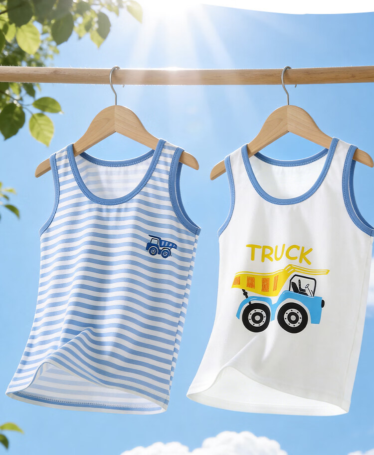 Hodo Kids Cotton Summer Vest Thin Boys Baby Toddler Innerwear Pajamas Homewear 16