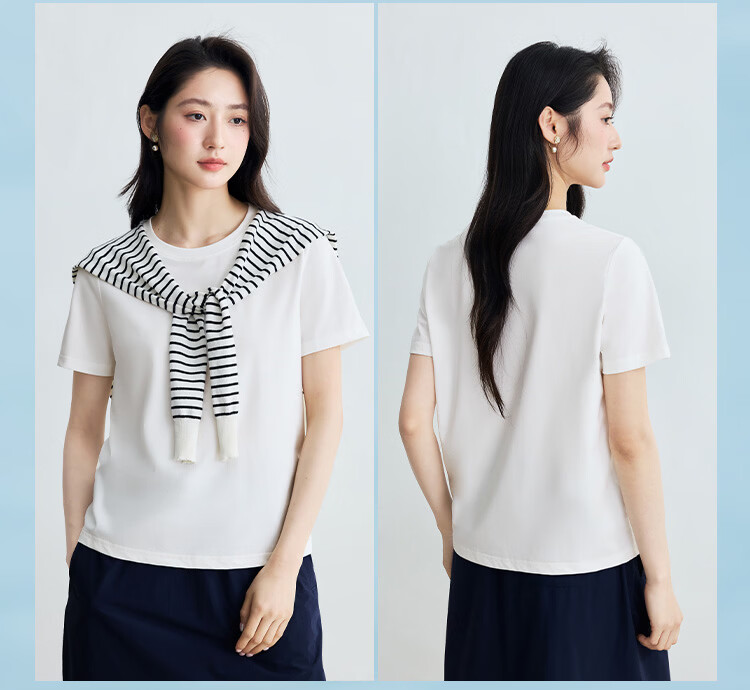 INMAN [Silk Lyocell] Van Gogh Embroidered Shoulder T-Shirt 26 Summer Women's New Air Blue XL 21