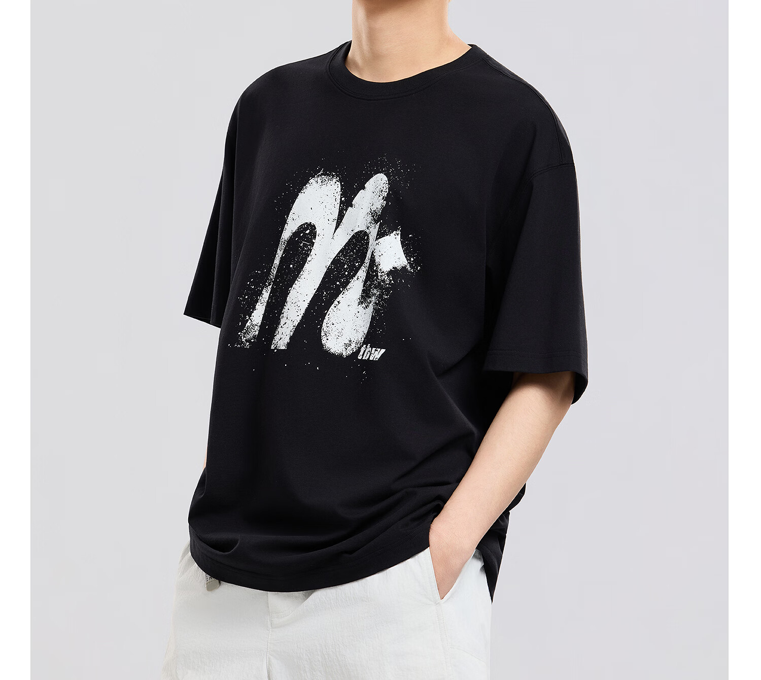Metersbonwe Men's Short Sleeve T-Shirt 2026 Summer New Cool Color-Block Printed Casual Loose Fit Crew Neck Top 25