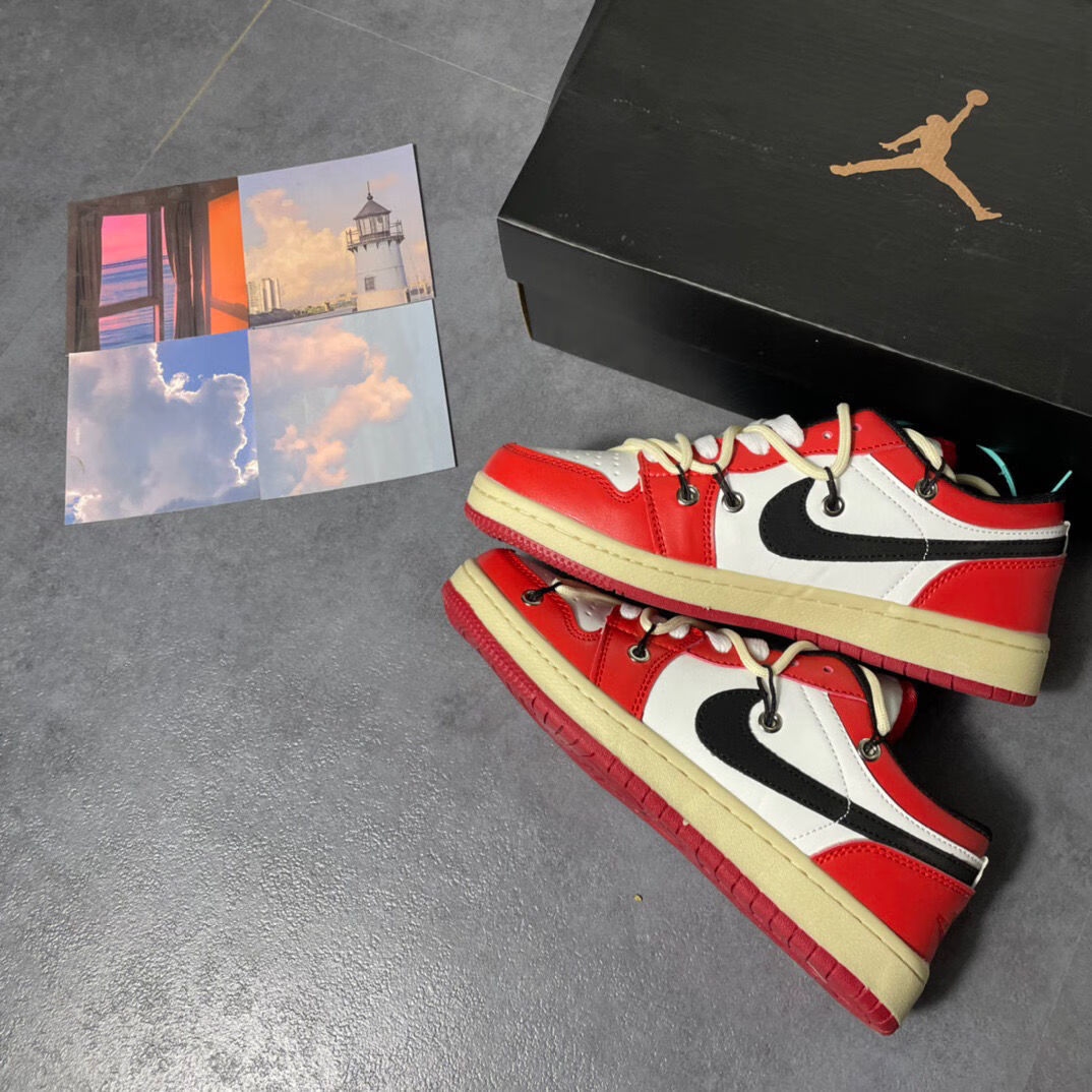 【官方】真sbdunklow联名ow芝加哥解构绑带aj黑曜石男女休 (高版本)ow